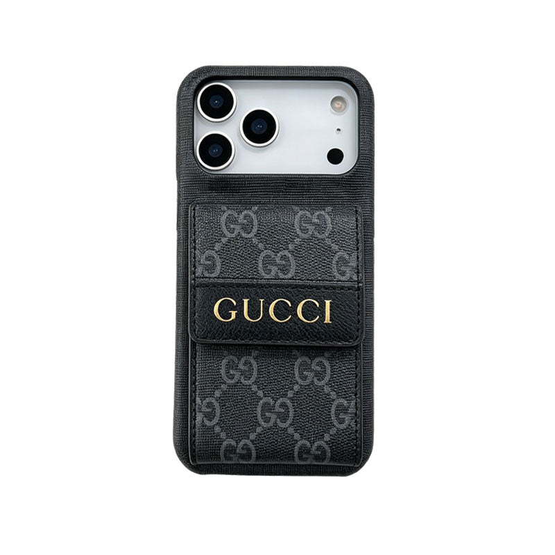 Stylish GG iPhone Case with Card Holder for iPhone 12-17