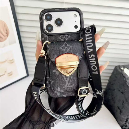 LV Luxury Phone Case with Strap For iPhone 13-18 Pro & Pro Max