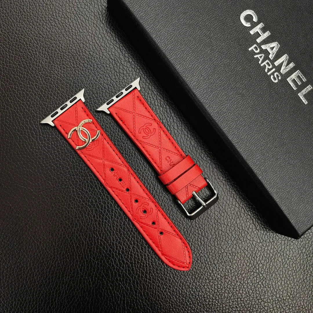 Gold Monogram 3D Embossed Leather Apple Watch Strap