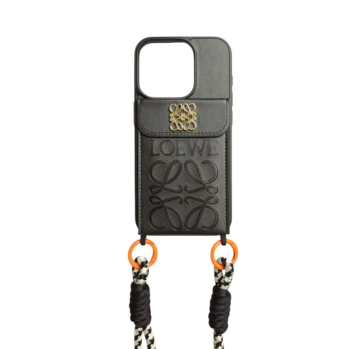 Loewe Leather Wallet Case with Crossbody Lanyard Strap for iPhone 12-18 Pro & Pro Max