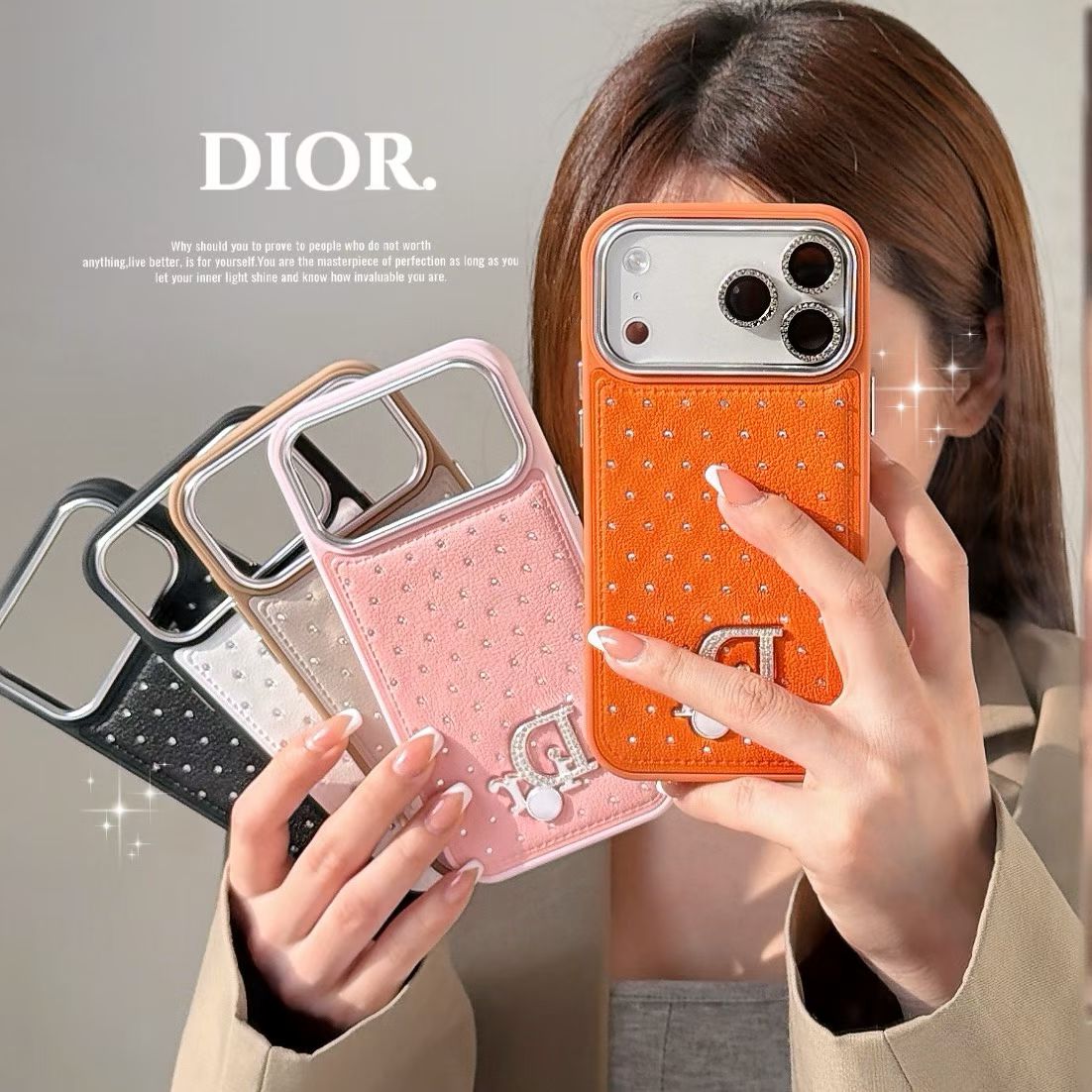 Classic Style Crystal Studded Phone Case For iPhone 13-18 Series