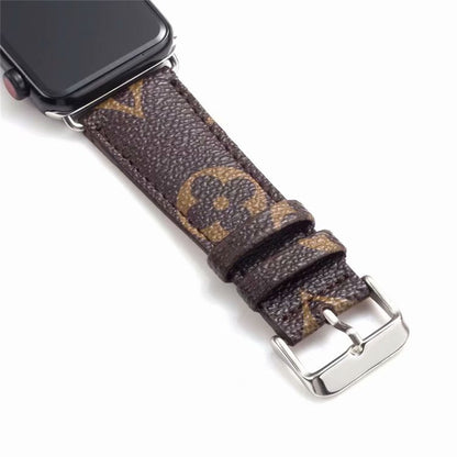Bracelet de montre Apple Watch classique en cuir et toile à damier avec monogramme