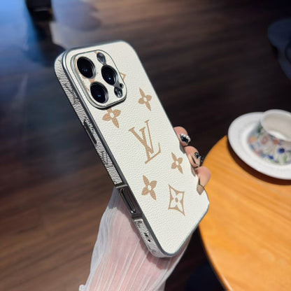LV Sparkling Diamond Monogram Apple Elegant Protective Phone Case