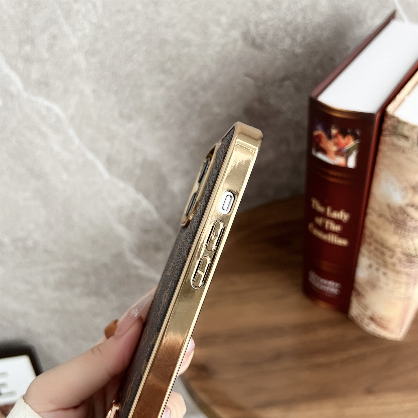 Circle Canvas Leather Premium Electroplating Apple iPhone Case