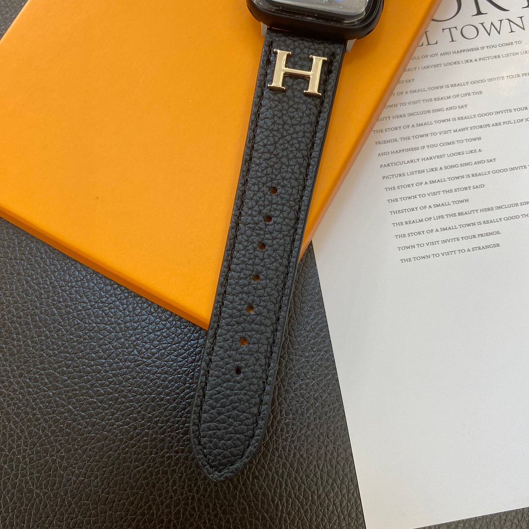 Genuine Lychee Pattern Leather Apple Watch Strap