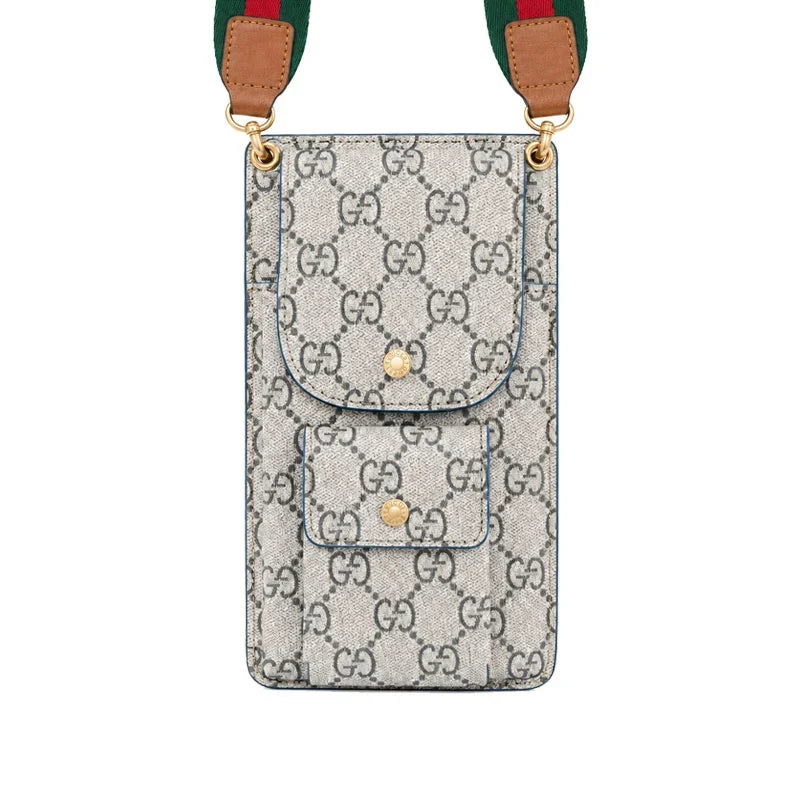 Luxury Gucci Monogram Multi-Pocket Crossbody Phone Bag