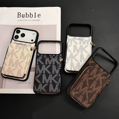 Luxury Inspired Phone Case with Card Holder For iPhone 12-17