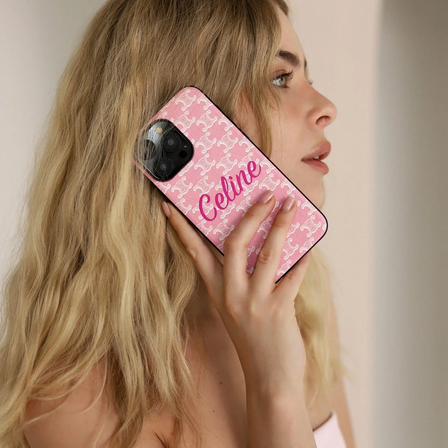 PREMIUM CELINE IPHONE CASE MASSIVE LOGO PINK