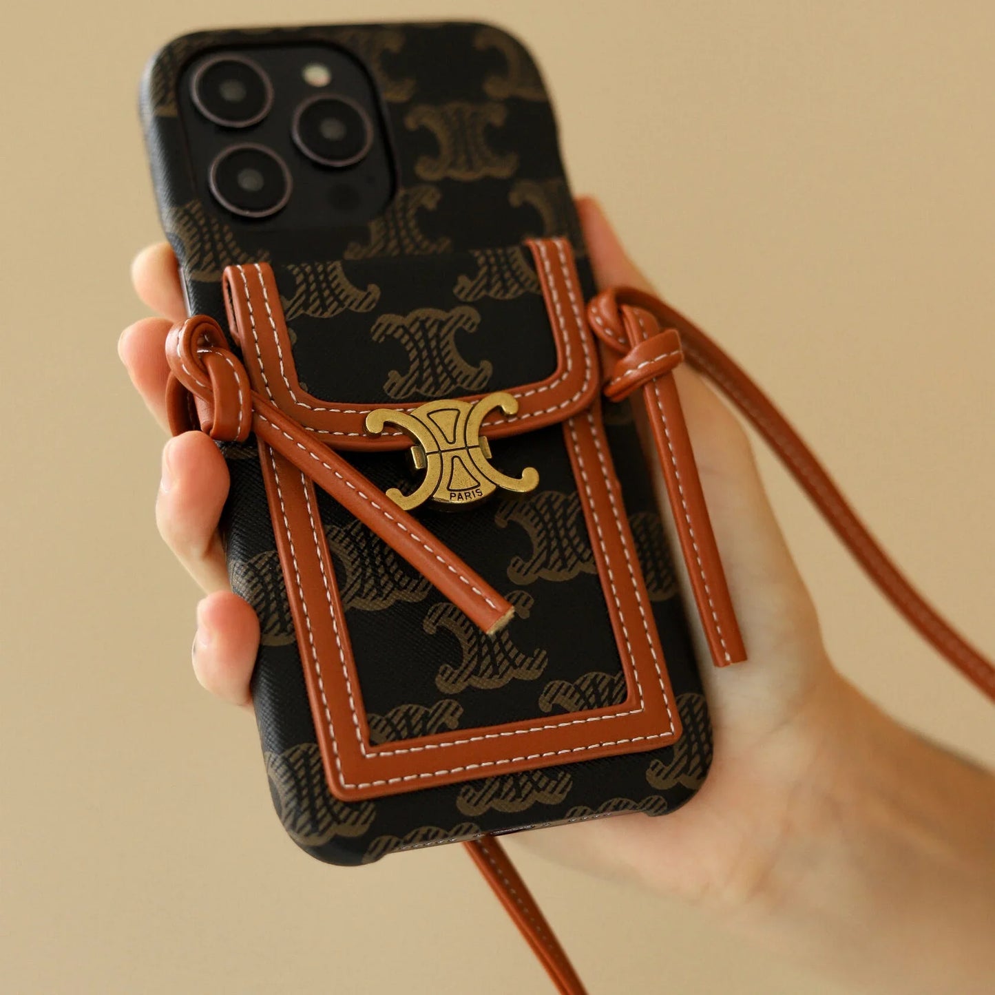CLASSIC CELINE IPHONE CASE CROSSBODY DARK PRINT