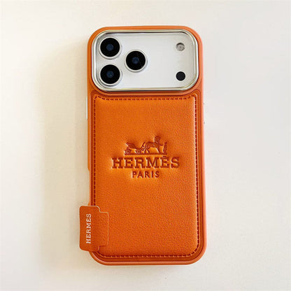 Luxury Hermes Leather Case For iPhone 17 / 16 / 15 / 14