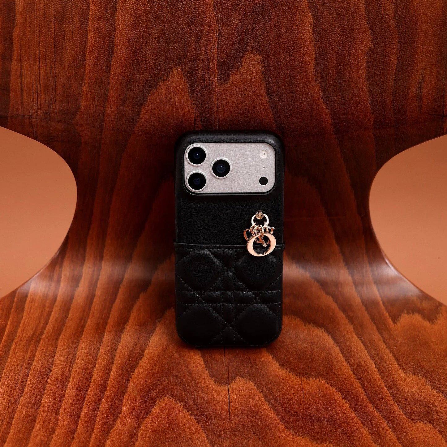 Dior Cannage Quilted Leather Charm Case for iPhone 12-18 Pro & Pro Max