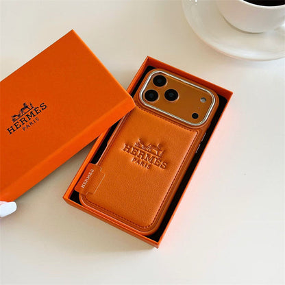 Premium Leather Hermes Style Case for iPhone 13 - 17 Series