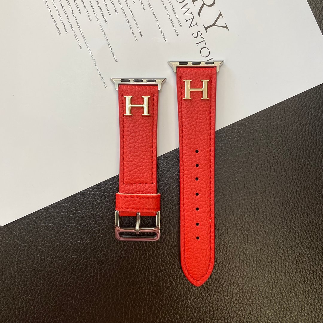Genuine Lychee Pattern Leather Apple Watch Strap