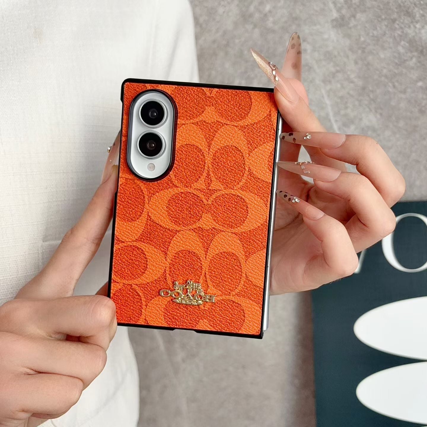 Luxury Coach Monogram Canvas Case for Samsung Galaxy Z Fold 3-8 Ultra