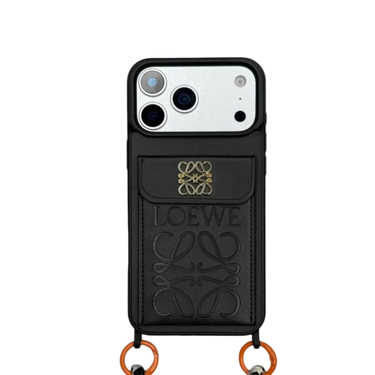 Loewe Leather Wallet Case with Crossbody Lanyard Strap for iPhone 12-18 Pro & Pro Max