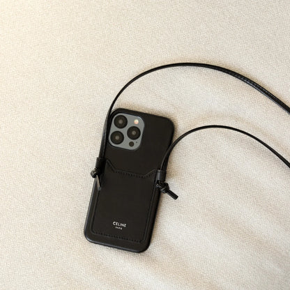 CLASSIC CELINE IPHONE CASE WITH CARD HOLDER BLACK