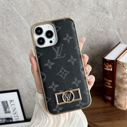 Circle Canvas Leather Premium Electroplating Apple iPhone Case