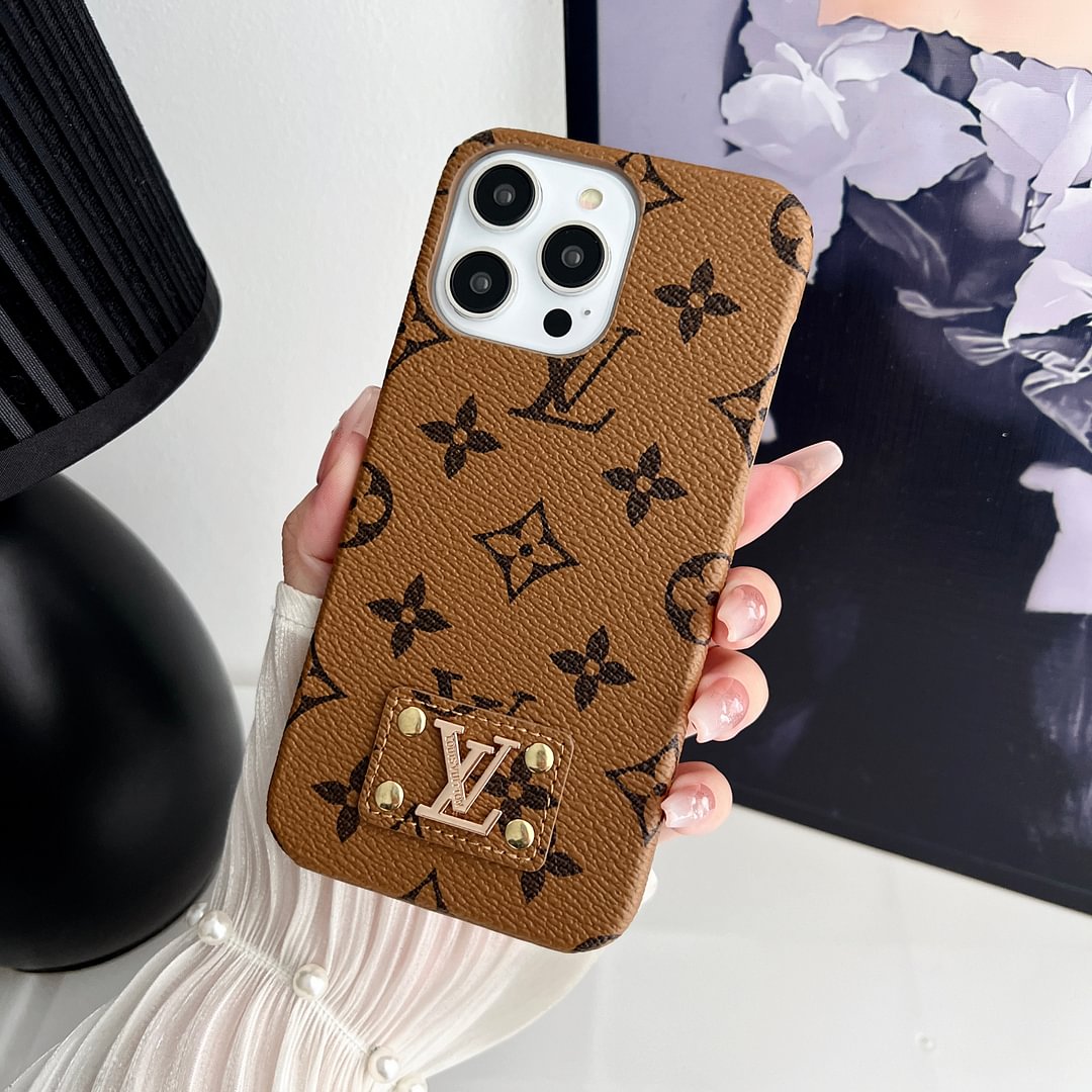 LEATHER PC HARD BACK CASE FOR IPHONE 16 / 15 / 14
