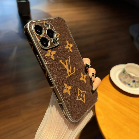LV Sparkling Diamond Monogram Apple Elegant Protective Phone Case