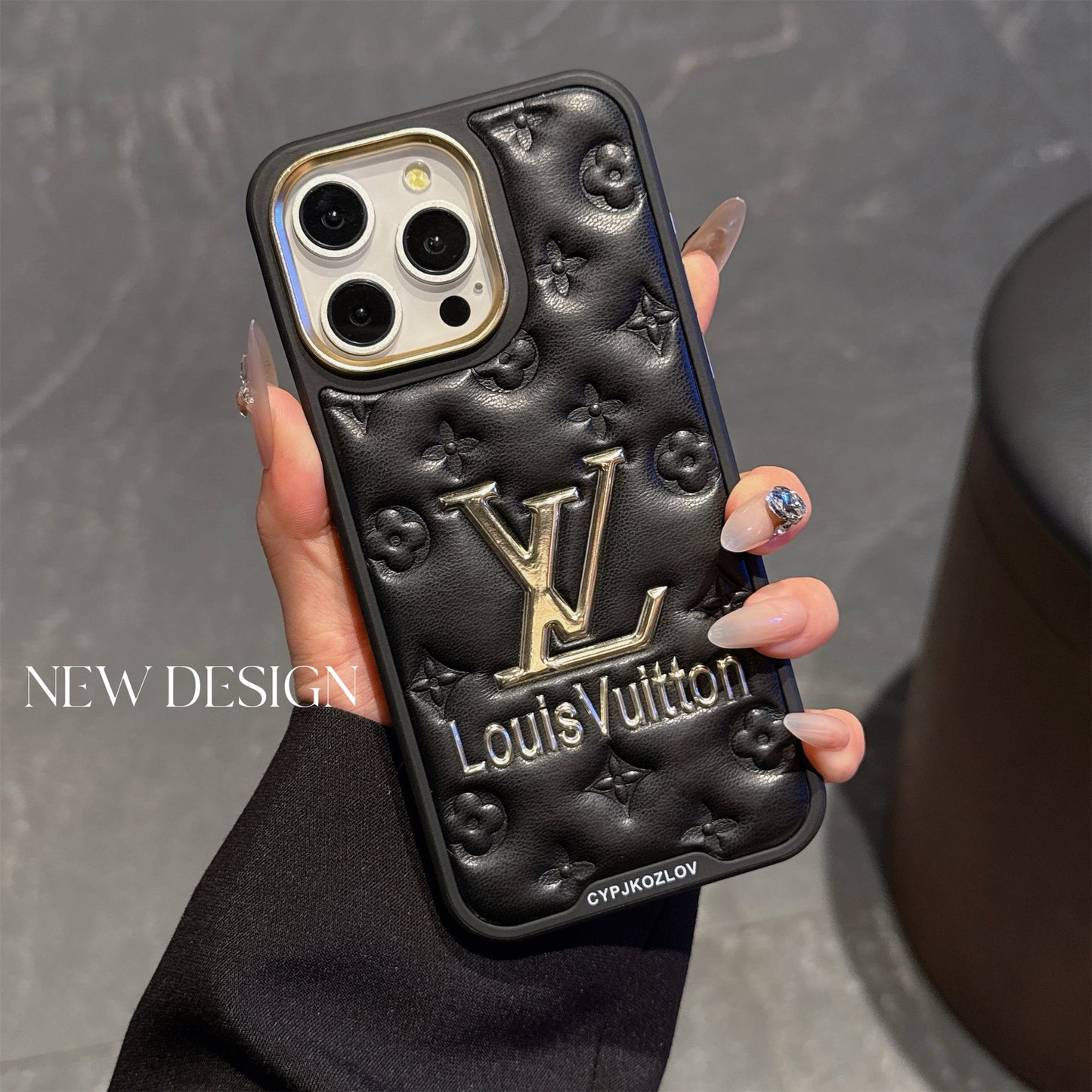 Finest Electroplated Classic Monogram Embossed Leather iPhone Case
