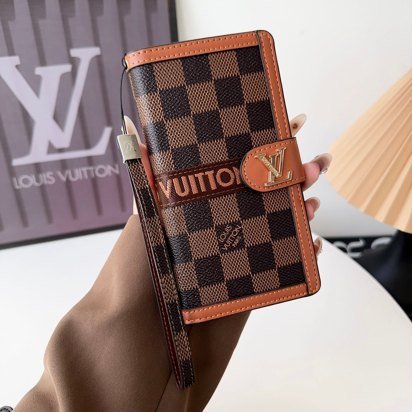 Premium Genuine Leather Canvas Wallet Card Holder iPhone 16 / 15 / 14 Case