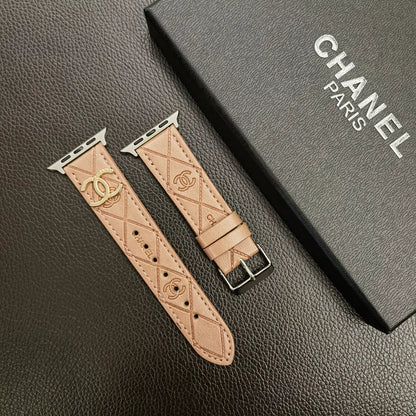 Gold Monogram 3D Embossed Leather Apple Watch Strap