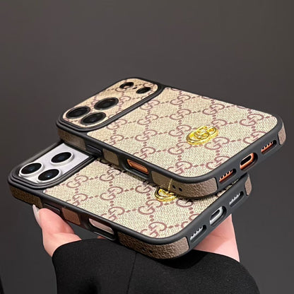 Monogram GG Leather Case with Interchangeable Lens Frame for iPhone 12-18
