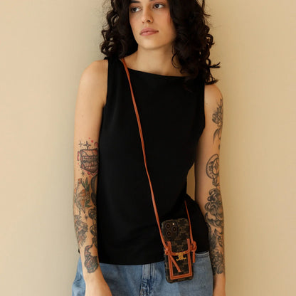 CLASSIC CELINE IPHONE CASE CROSSBODY DARK PRINT