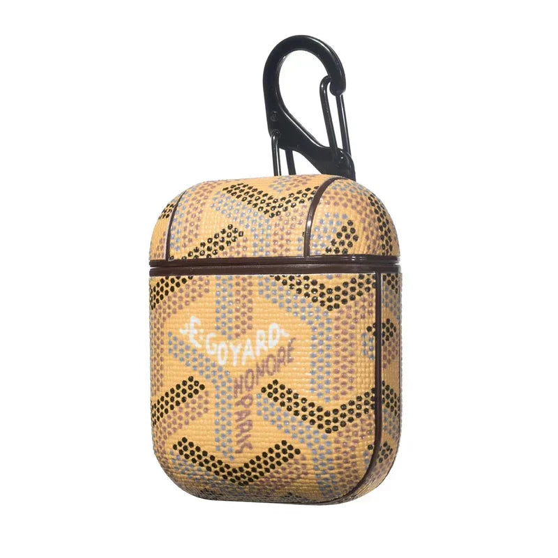 Elegant Yellow GYD Monogram AirPods Case - High-End Tech Accessory