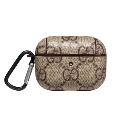 Luxury Monogram Leather Case with Clip for AirPods