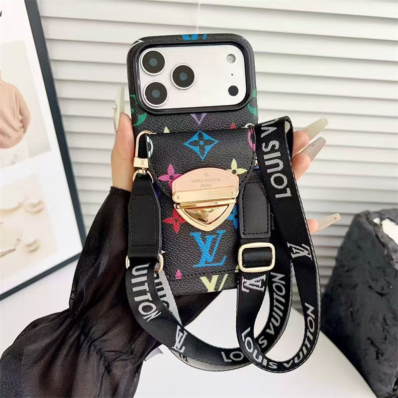 LV Luxury Phone Case with Strap For iPhone 13-18 Pro & Pro Max