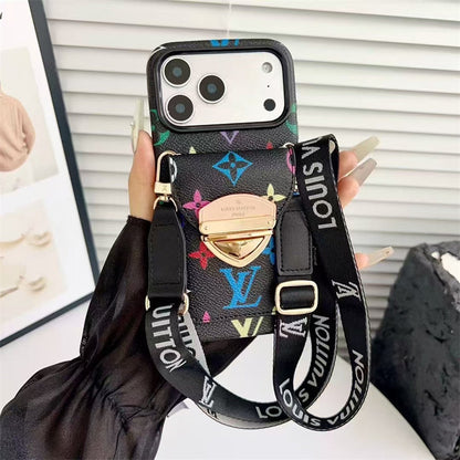 LV Luxury Phone Case with Strap For iPhone 13-18 Pro & Pro Max