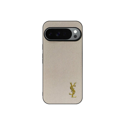 YSL Luxury Leather Case in Classic Beige For Google Pixel