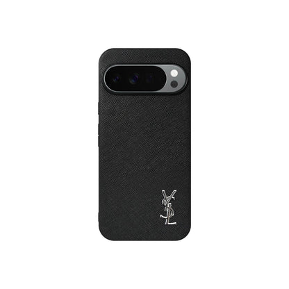 YSL Luxury Leather Case in Classic Black For Google Pixel
