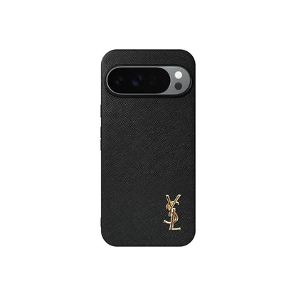 YSL Luxury Leather Case in Classic Black For Google Pixel