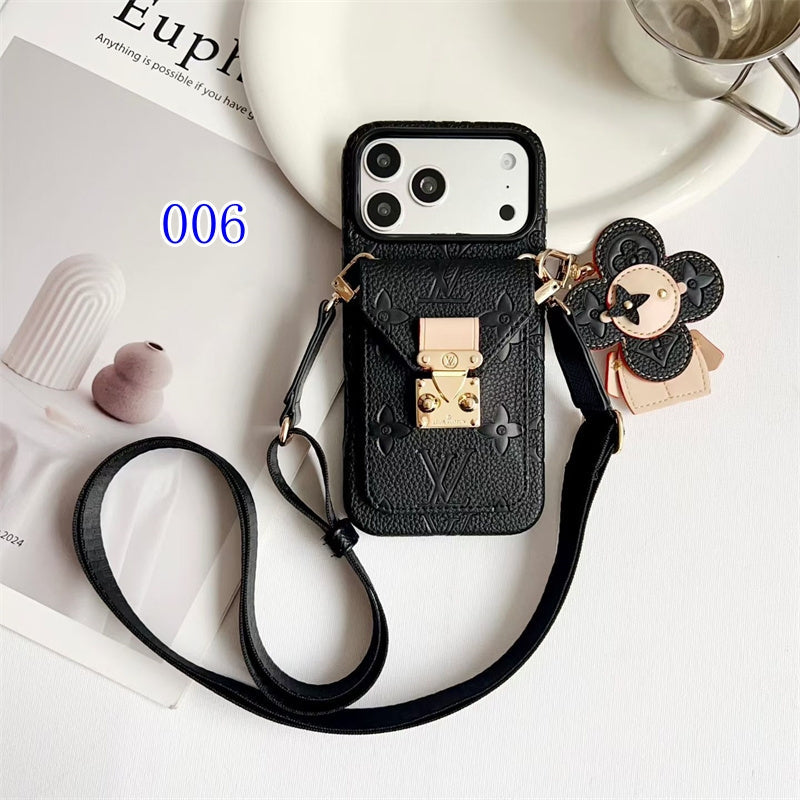 Luxury Monogram Crossbody iPhone Case with Detachable Wallet 13-18 Pro & Pro Max