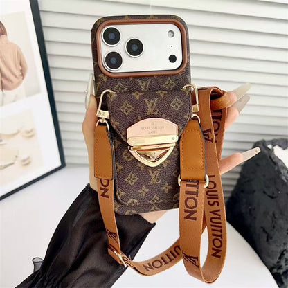 LV Luxury Phone Case with Strap For iPhone 13-18 Pro & Pro Max