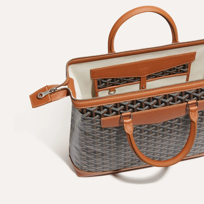 Goyard-Inspired CISDOC PM Monogram Canvas Briefcase Bag
