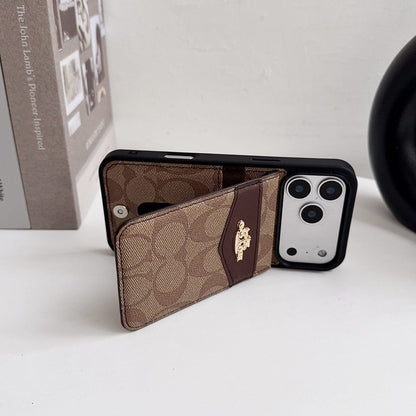 Premium Card Holder Coach iPhone Case for 12-18 series