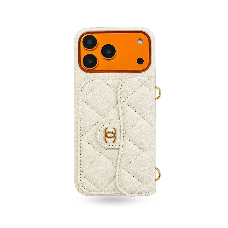 Premium Quilted Leather Crossbody Wallet Case for iPhone 12 - 17 Series