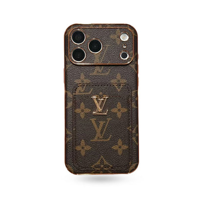 Elegant LV Leather iPhone Case with Card Holder For iPhone 13-18 Pro & Pro Max