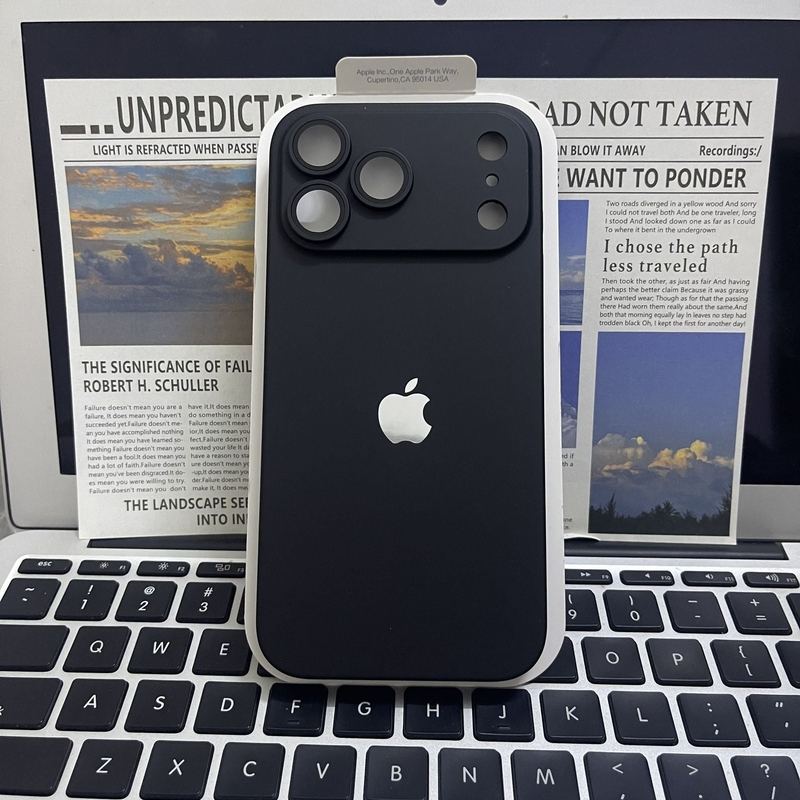 AG Premium Glass Case with Shine Logo & Camera Protection For iPhone 17 /16 / 15 / 14