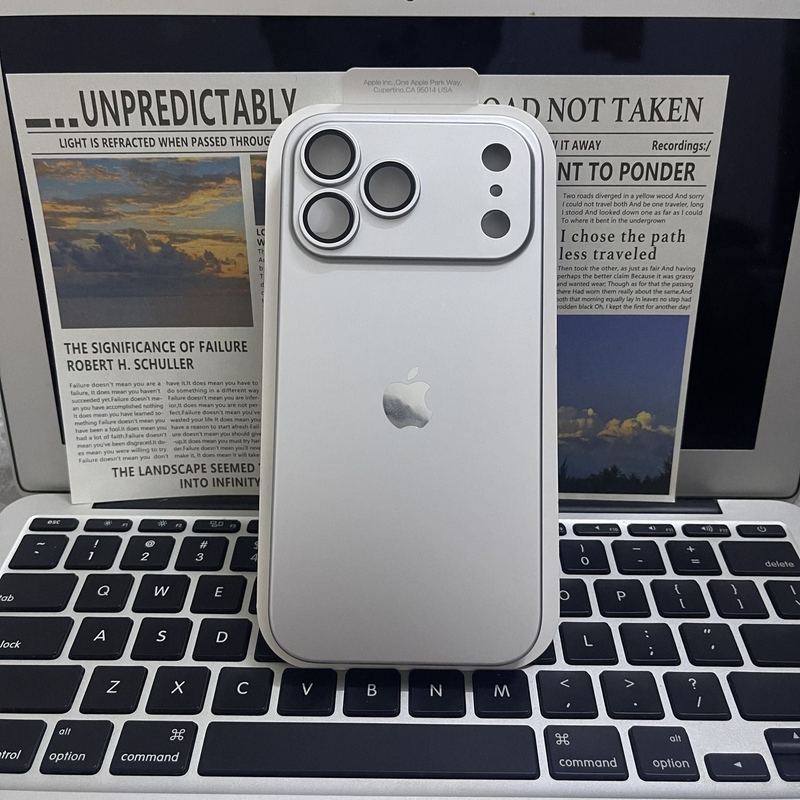 AG Premium Glass Case with Shine Logo & Camera Protection For iPhone 17 /16 / 15 / 14