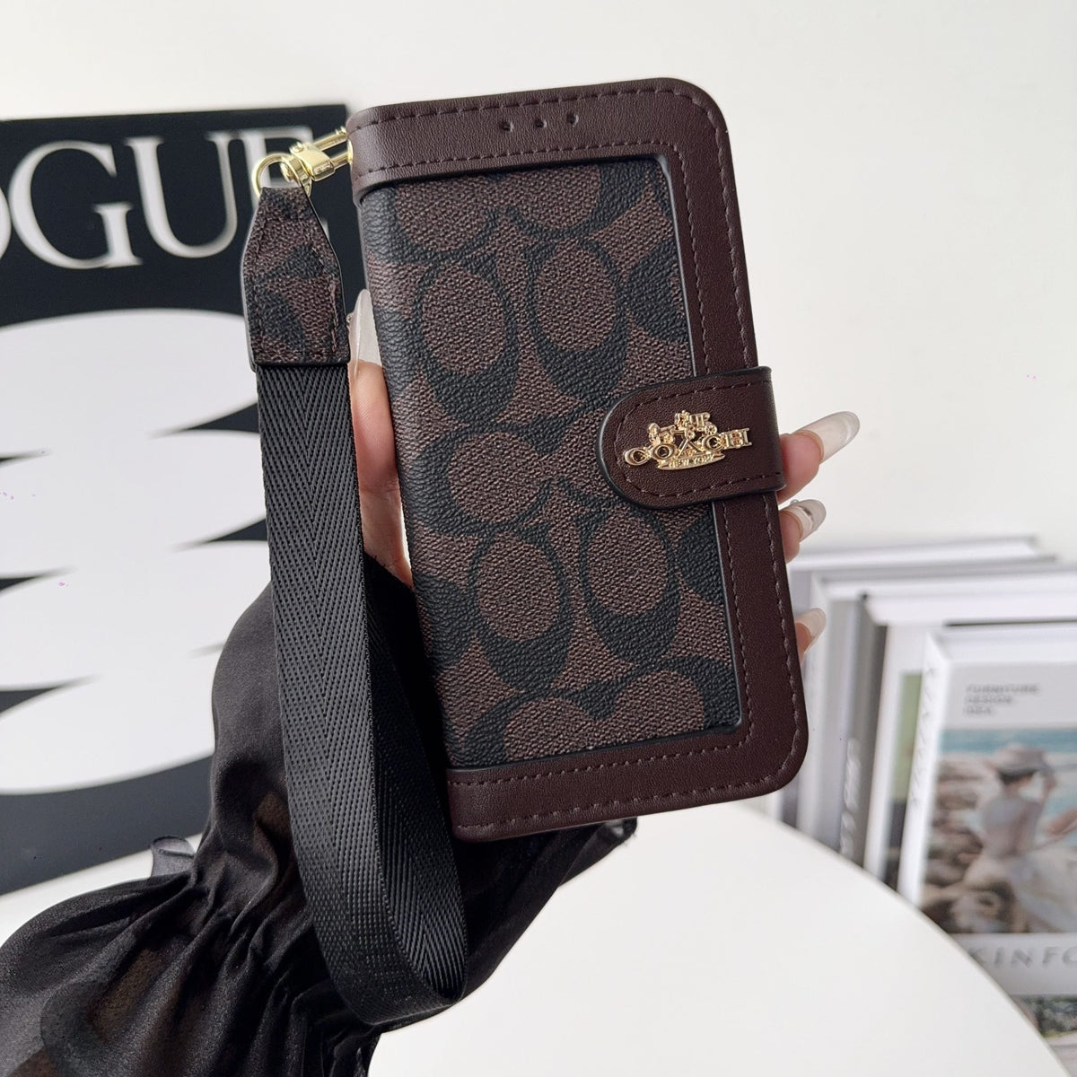 Luxury Monogram Canvas Wallet Case for iPhone 12-18 Series