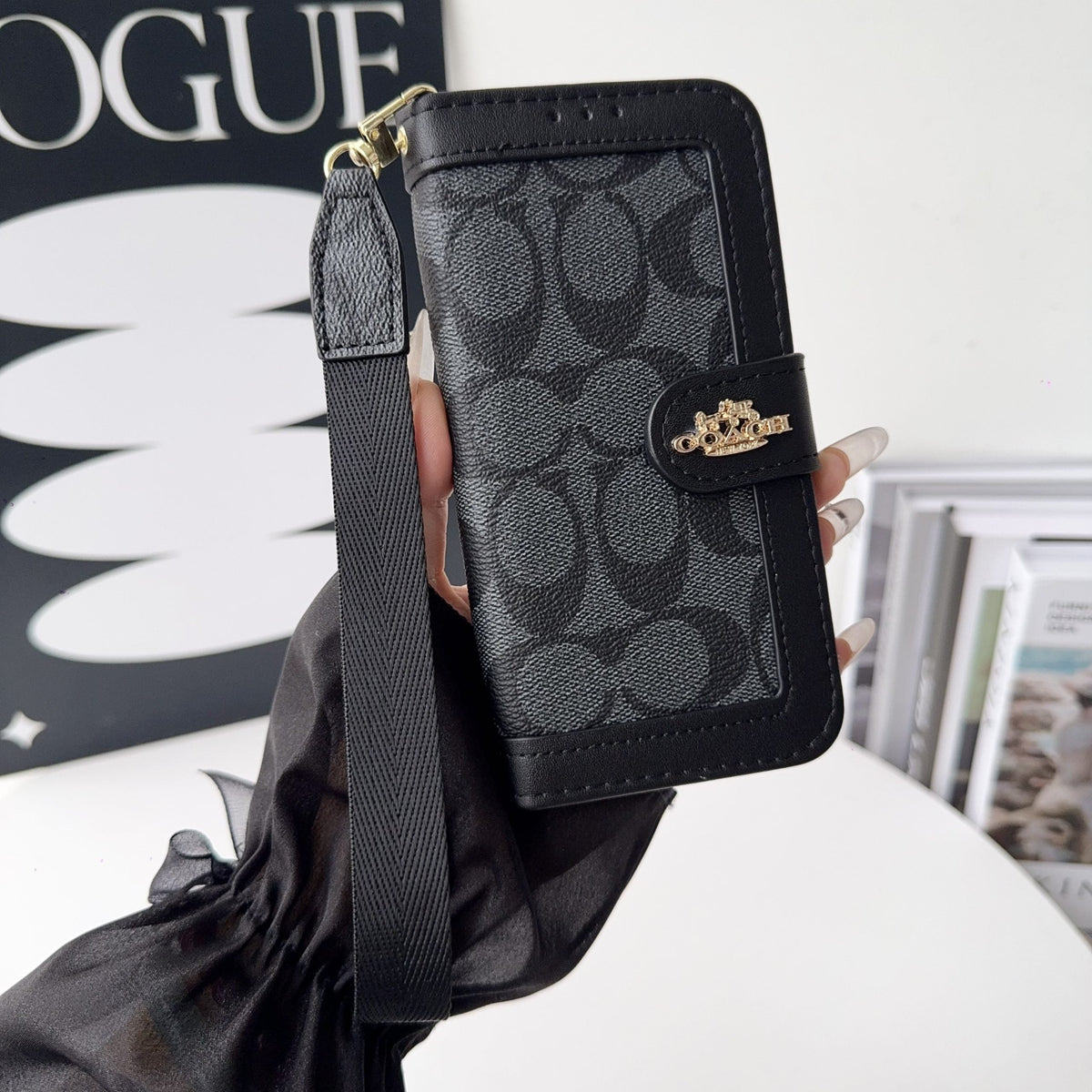 Luxury Monogram Canvas Wallet Case for iPhone 12-18 Series
