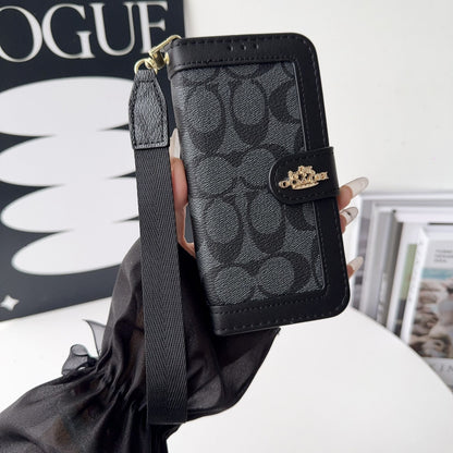Luxury Monogram Canvas Wallet Case for iPhone 12-18 Series