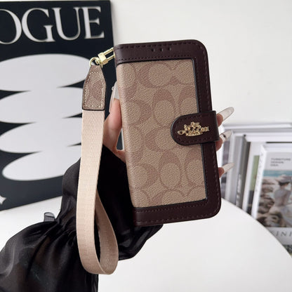 Luxury Monogram Canvas Wallet Case for iPhone 12-18 Series