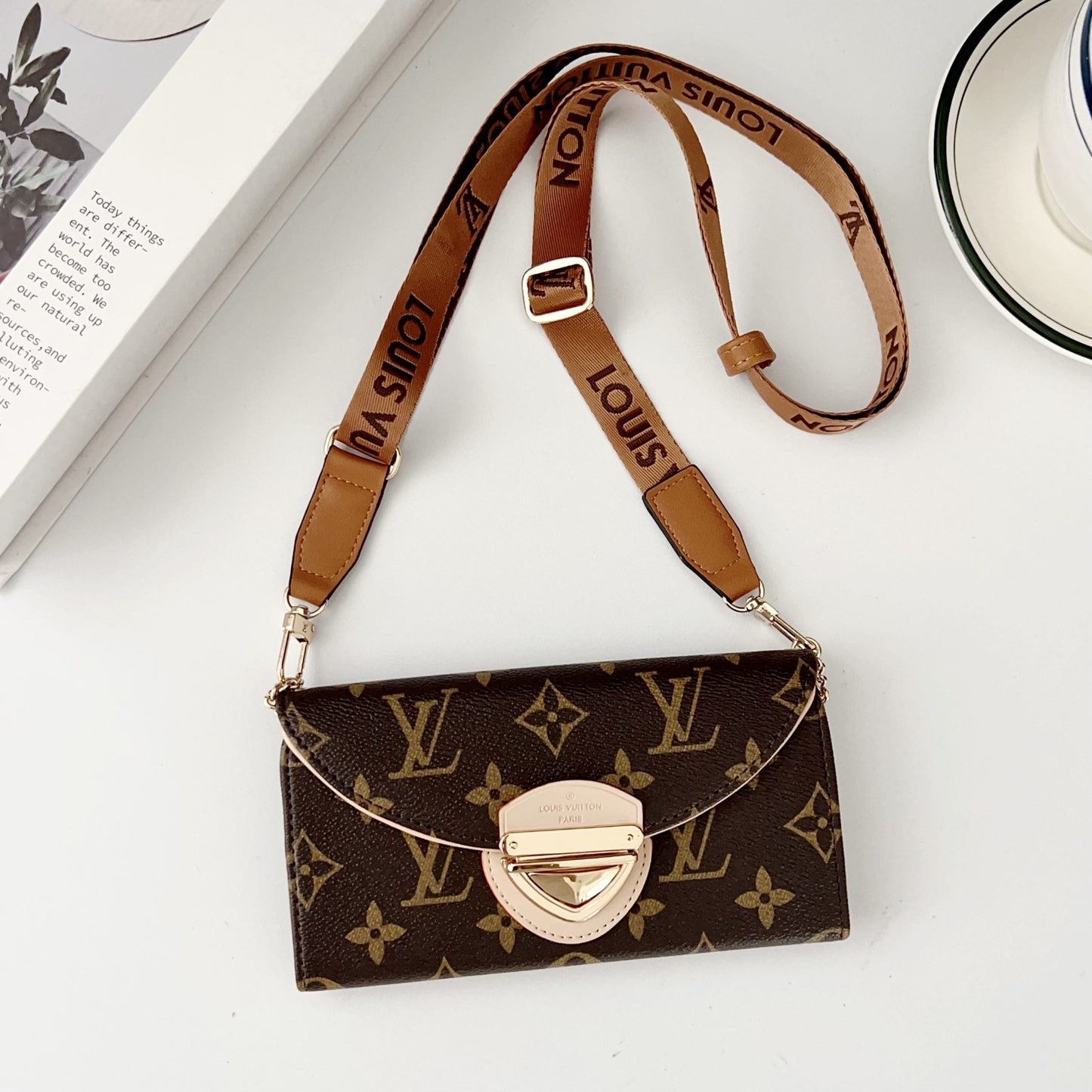 Crossbody Wallet Bag LV Style Case for iPhone 13-17 Series