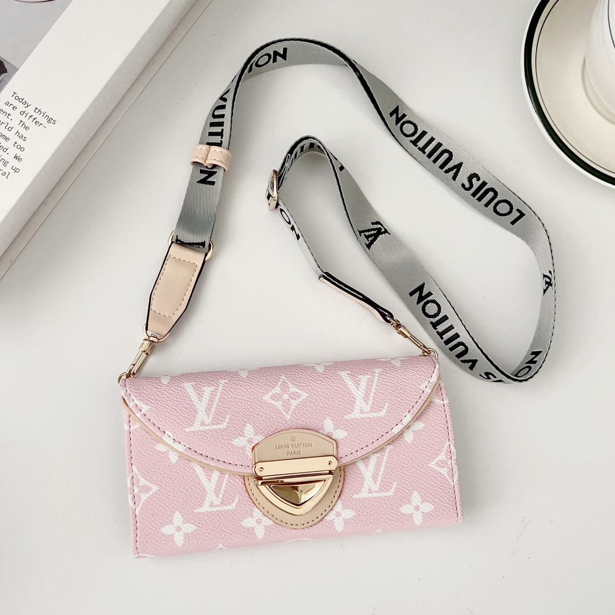 Crossbody Wallet Bag LV Style Case for iPhone 12-18 Pro & Pro Max