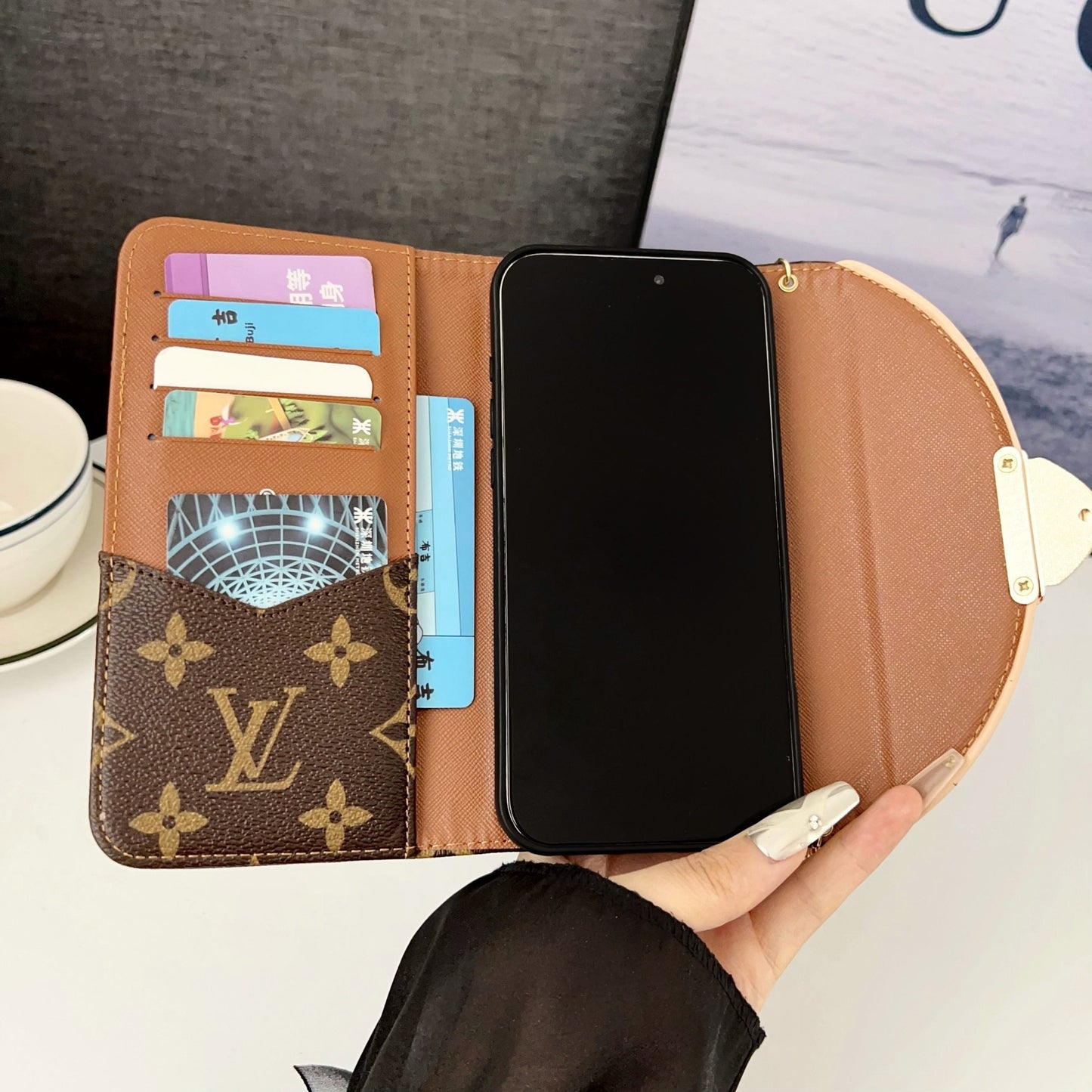 Crossbody Wallet Bag LV Style Case for iPhone 13-17 Series